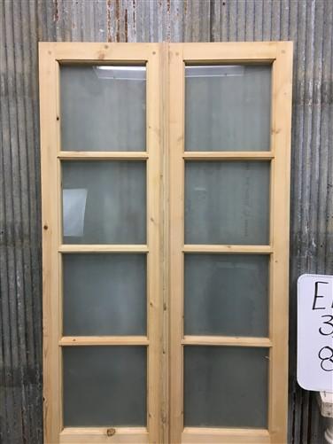 Door - French Double Door (36x80) 4 Pane Frosted Glass Door European Styled EM10 by The Old Grainery (antique doors, barn...