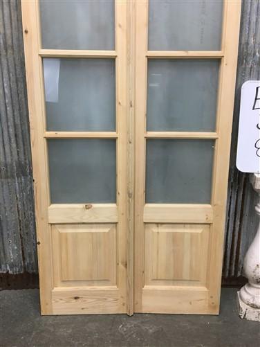 Door - French Double Door (36x80) 4 Pane Frosted Glass Door European Styled EM10 by The Old Grainery (antique doors, barn...