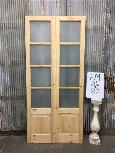 Door - French Double Door (36x80) 4 Pane Frosted Glass Door European Styled EM10 by The Old Grainery (antique doors, barn...
