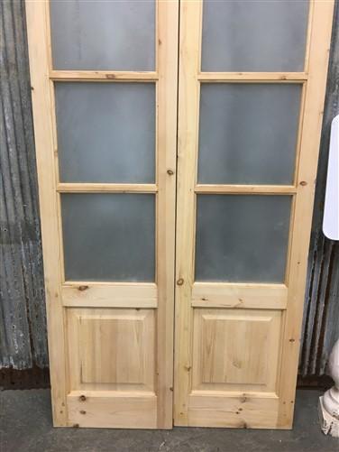 Door - French Double Door (36x80) 4 Pane Frosted Glass Door European Styled EM10 by The Old Grainery (antique doors, barn...