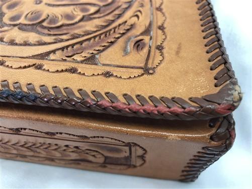 leather purse - Jo O Kay 60s 70s Hand Tooled Leather Floral Clutch Purse Handbag Vintage Bag by The Old Grainery (1960s 70...