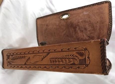 leather purse - Jo O Kay 60s 70s Hand Tooled Leather Floral Clutch Purse Handbag Vintage Bag by The Old Grainery (1960s 70...