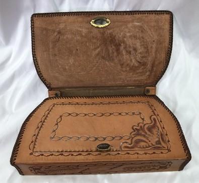 leather purse - Jo O Kay 60s 70s Hand Tooled Leather Floral Clutch Purse Handbag Vintage Bag by The Old Grainery (1960s 70...