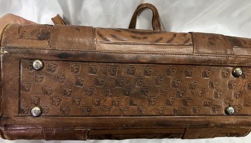 leather bag - Mexican Aztec Sun Calendar Hand Tooled Leather Purse Handbag Satchel Vintage Bag by The Old Grainery (aztec,...