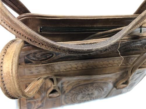 leather bag - Mexican Aztec Sun Calendar Hand Tooled Leather Purse Handbag Satchel Vintage Bag by The Old Grainery (aztec,...