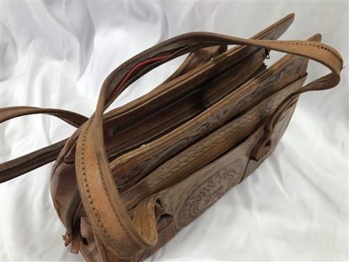 leather bag - Mexican Aztec Sun Calendar Hand Tooled Leather Purse Handbag Satchel Vintage Bag by The Old Grainery (aztec,...
