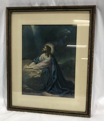 Wall Art - Heinrich Hofmann Christ in the Garden Gethsemane, Vintage Framed Religious Art by The Old Grainery (art, christ...