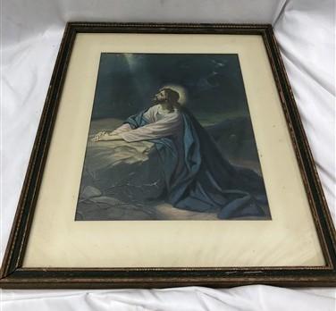 Wall Art - Heinrich Hofmann Christ in the Garden Gethsemane, Vintage Framed Religious Art by The Old Grainery (art, christ...