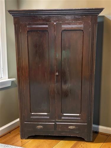 Wood Armoire, Vintage Bedroom Wardrobe, Storage Closet, Clothes Closet Cabinet A