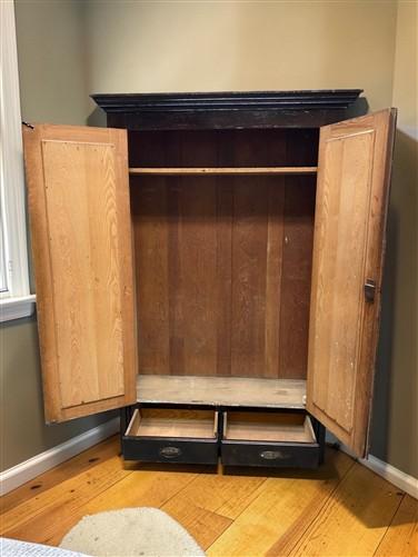 Wood Armoire, Vintage Bedroom Wardrobe, Storage Closet, Clothes Closet Cabinet A