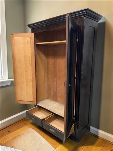 Wood Armoire, Vintage Bedroom Wardrobe, Storage Closet, Clothes Closet Cabinet A