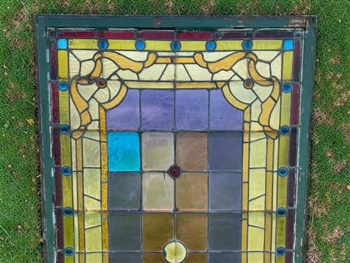 Antique Stained Glass Window, Panel Architectural Salvage Victorian Art Glass, A
