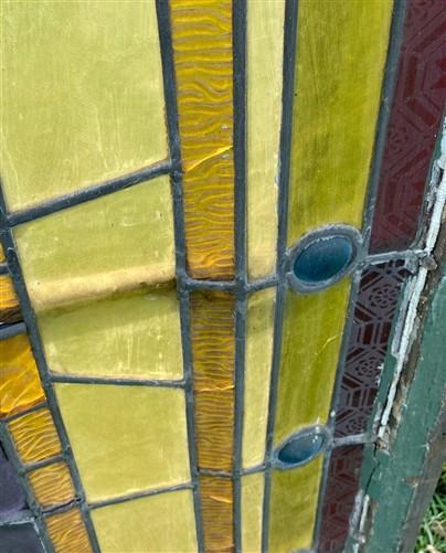 Antique Stained Glass Window, Panel Architectural Salvage Victorian Art Glass, A
