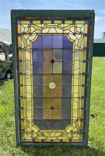 Antique Stained Glass Window, Panel Architectural Salvage Victorian Art Glass, B