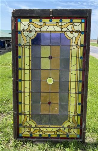 Antique Stained Glass Window, Panel Architectural Salvage Victorian Art Glass, B