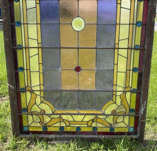 Antique Stained Glass Window, Panel Architectural Salvage Victorian Art Glass, B