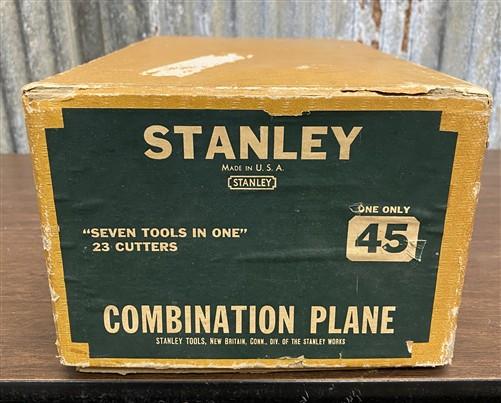 Wood Plane - Stanely No. 45 Combination Plane with Original Box and 23 Cutters, Vintage Tool by The Old Grainery