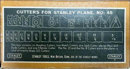 Wood Plane - Stanely No. 45 Combination Plane with Original Box and 23 Cutters, Vintage Tool by The Old Grainery