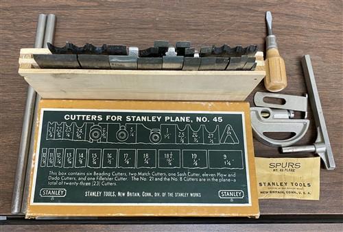 Wood Plane - Stanely No. 45 Combination Plane with Original Box and 23 Cutters, Vintage Tool by The Old Grainery