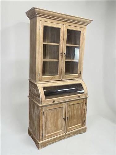 Curved Door 6'10" Natural Kitchen Cabinet, Kitchen Storage, Pantry Cupboard, C