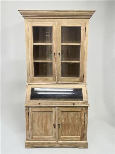 Curved Door 6'10" Natural Kitchen Cabinet, Kitchen Storage, Pantry Cupboard, C