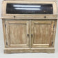 Curved Door 6'10" Natural Kitchen Cabinet, Kitchen Storage, Pantry Cupboard, C