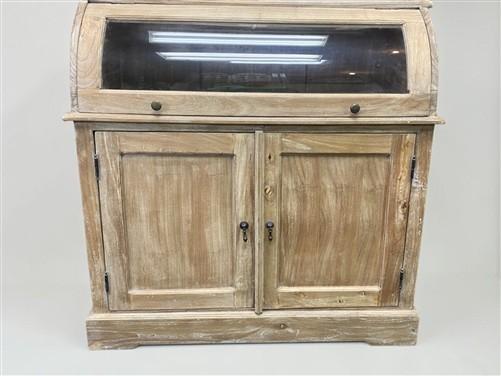 Curved Door 6'10" Natural Kitchen Cabinet, Kitchen Storage, Pantry Cupboard, C