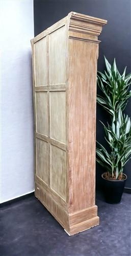 Library Bookcase, 2 Door Natural Display Case, Showcase, Kitchen Cabinet, E