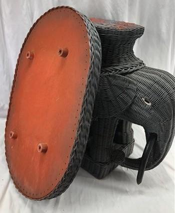 Wicker Elephant End Side Table, Vintage Braided Rattan Plant Stand Boho Chic B