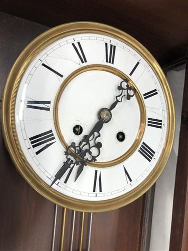 Ornate Wall Clock, Antique Hanging Vienna Regulator Style Timepiece w/Key