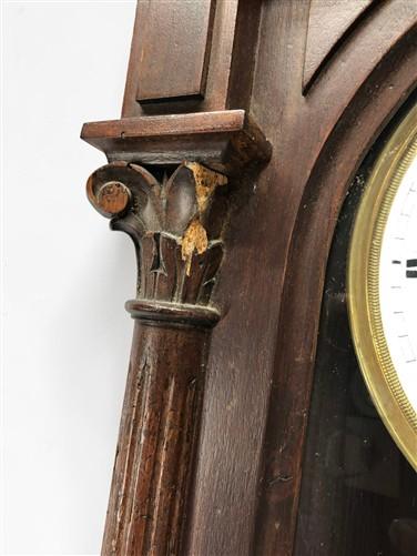 Ornate Wall Clock, Antique Hanging Vienna Regulator Style Timepiece w/Key