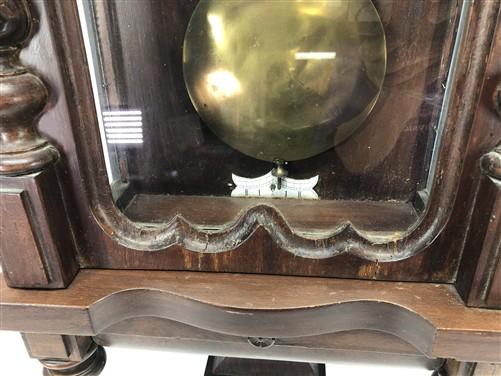 Ornate Wall Clock, Antique Hanging Vienna Regulator Style Timepiece w/Key