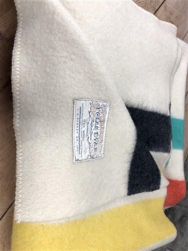 1960s Polar Star Blanket, Vintage JcPenney 100% Wool Golden Dawn 4 Stripe Cover