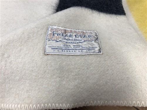 1960s Polar Star Blanket, Vintage JcPenney 100% Wool Golden Dawn 4 Stripe Cover