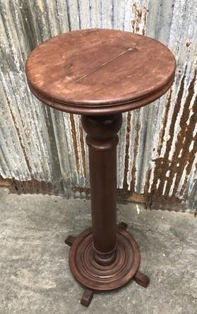 3' Elegant Wood Pedestal, Round Display Base, Vintage Architectural Show Stand