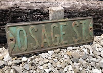 Osage St Street Sign, Vintage Green Road Sign (18x6) Metal Wall Sign Garage B