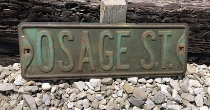 Osage St Street Sign, Vintage Green Road Sign (18x6) Metal Wall Sign Garage B