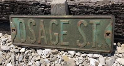 Osage St Street Sign, Vintage Green Road Sign (18x6) Metal Wall Sign Garage B