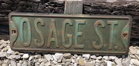 Osage St Street Sign, Vintage Green Road Sign (18x6) Metal Wall Sign Garage B