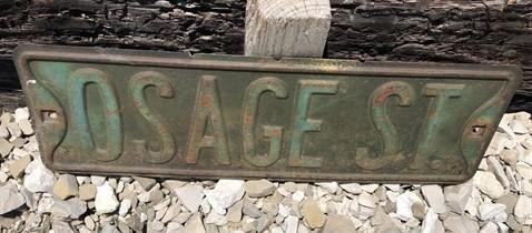 Osage St Street Sign, Vintage Green Road Sign (18x6) Metal Wall Sign Garage B