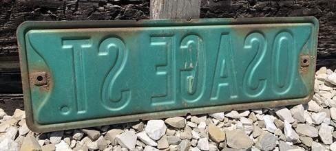 Osage St Street Sign, Vintage Green Road Sign (18x6) Metal Wall Sign Garage B