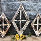 Set 3 Diamond Wood Window Frames, Distressed Farmhouse Decor, Antique Inspired C