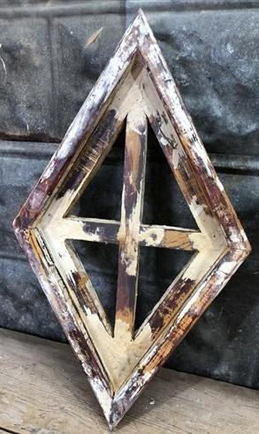 Set 3 Diamond Wood Window Frames, Distressed Farmhouse Decor, Antique Inspired C