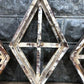 Set 3 Diamond Wood Window Frames, Distressed Farmhouse Decor, Antique Inspired C
