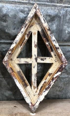 Set 3 Diamond Wood Window Frames, Distressed Farmhouse Decor, Antique Inspired C