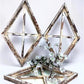 Set 3 Diamond Wood Window Frames, Distressed Farmhouse Decor, Antique Inspired A