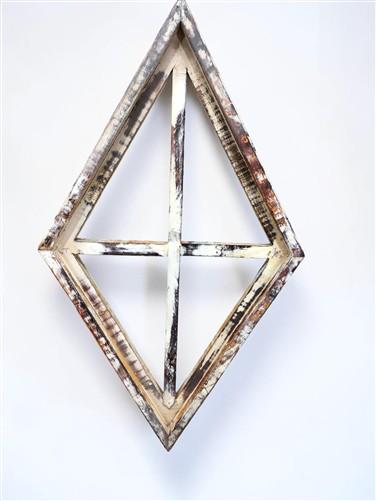 Set 3 Diamond Wood Window Frames, Distressed Farmhouse Decor, Antique Inspired A