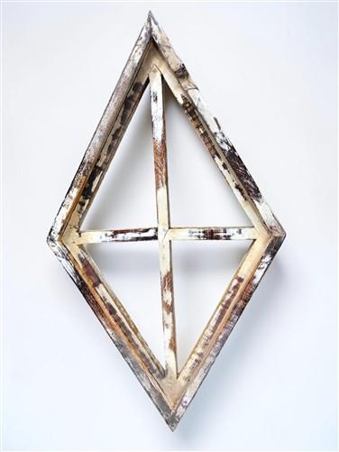 Set 3 Diamond Wood Window Frames, Distressed Farmhouse Decor, Antique Inspired A