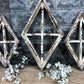 Set 3 Diamond Wood Window Frames, Distressed Farmhouse Decor, Antique Inspired B