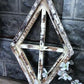 Set 3 Diamond Wood Window Frames, Distressed Farmhouse Decor, Antique Inspired B